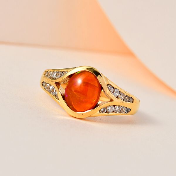 AA orange äthiopischer Opal und Zirkon-Ring - 1,49 ct. image number 2