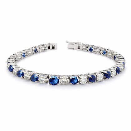 Blauer Zirkonia, Wei&szlig;er Zirkonia Armband ca. 19 cm Nickelfreies Messing