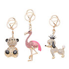 3er Set - Kunststoff Perlen und schwarze Kristall-Schl&uuml;sselanh&auml;nger, Flamingo, B&auml;r, Hund