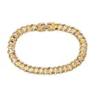 Zweifarbiges Diamantschliff-Panzerarmband in 375 Gold, 5,60g image number 0