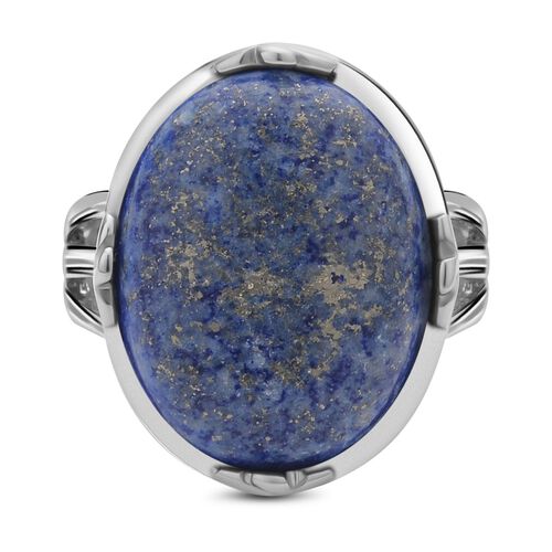 Lapislazuli Ring, Reiner Edelstahl (Größe 18.00) ca. 50.00 ct image number 0