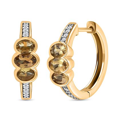 AA Nat&uuml;rlicher goldener Tansanit Ohrringe 925 Silber Gelbgold Vermeil ca. 1.28 ct