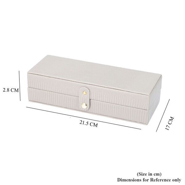 Schmuck Organizer mit Krokoprägung, Spiegel und Fächer, 23,5x18,5x8,5 cm, Hellgrau image number 3