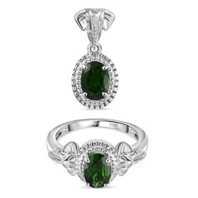 Natürliches Chromdiopsid Schmuckset - 1,54 ct.