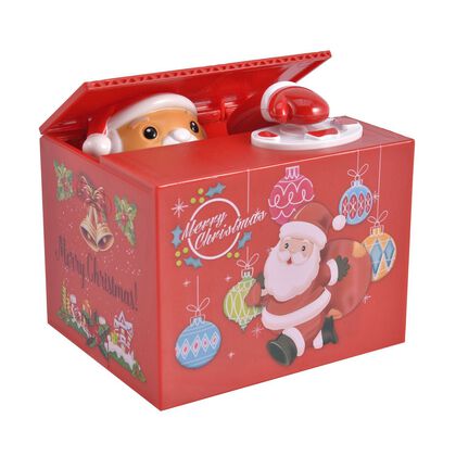 Weihnachtsmann Spardose, Gr&ouml;&szlig;e 12x10x9 cm, 2xAA (Batterien nicht inkl.)