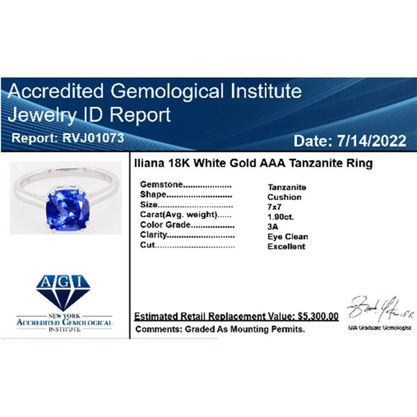 ILIANA zertifiziert und gepr&uuml;ft AAA Tansanit Ring in 750 Wei&szlig;gold - 1,9 ct. image number 6