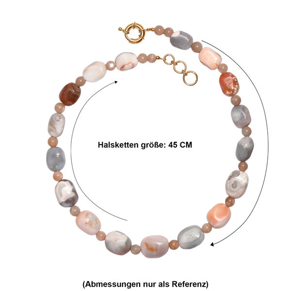 EverTrue Botswana Achat und Pfirsich Mondstein 45cm Halskette - 360 ct. image number 5