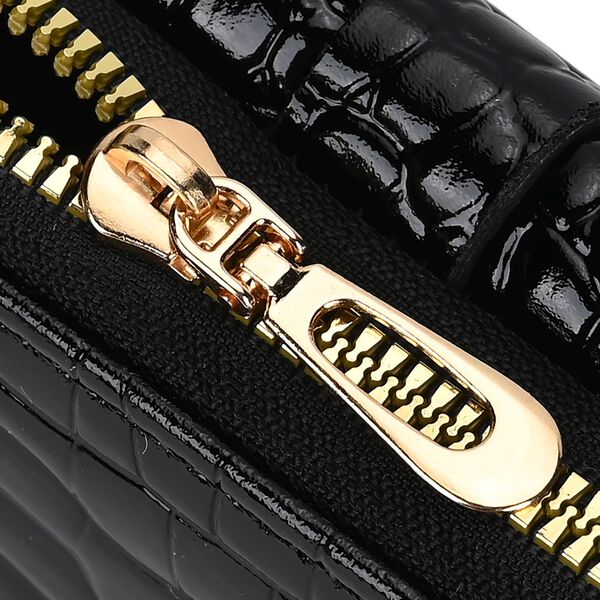 Stilvolle Geldb&ouml;rse mit Krokodilpr&auml;gung und RFID-Schutz, 11x8 cm, Schwarz image number 9