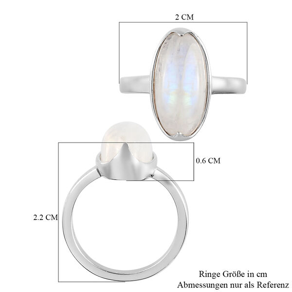 Premium Regenbogen Mondstein Solitär-Ring, 925 Silber  ca. 6,27 ct image number 7