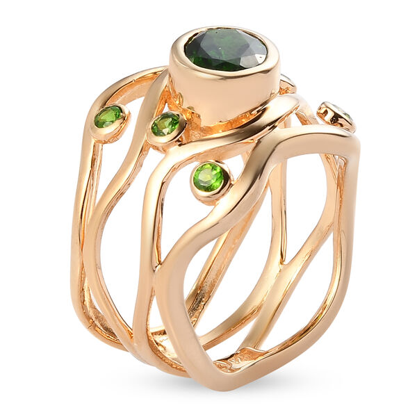 Natürlicher Chromdiopsid Ring 925 Silber Gelbgold Vermeil  ca. 1,54 ct image number 5