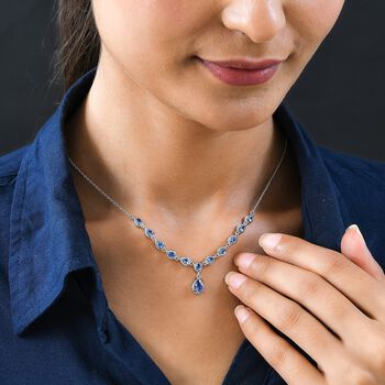 Tansanit Halskette, ca. 45 cm, 925 Silber platiniert ca. 2.27 ct