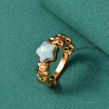 GP Celestial Dream Kollektion - Larimar, Kanchanaburi Blauer Saphir Ring 925 Silber 750 Gelb Vergoldet (Gr&ouml;&szlig;e 18.00) ca. 2.17 ct