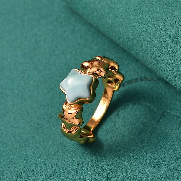 GP Celestial Dream Kollektion - Larimar, Kanchanaburi Blauer Saphir Ring 925 Silber 750 Gelb Vergoldet (Gr&ouml;&szlig;e 18.00) ca. 2.17 ct image number 2