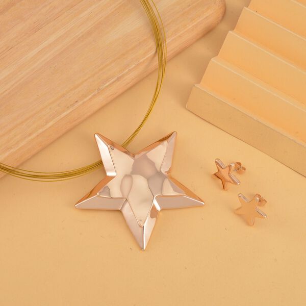 2er Set - Stern-Halskette und Ohrringe Schmuckset, vergoldet image number 1