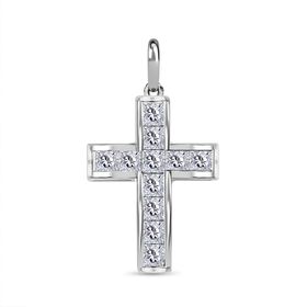 Weißer Zirkonia Kreuz-Anhänger, 925 Silber ca., weiß 2.54 ct
