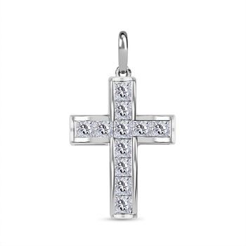 Wei&szlig;er Zirkonia Kreuz-Anh&auml;nger, 925 Silber
