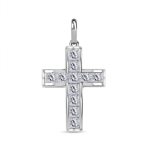 Wei&szlig;er Zirkonia Kreuz-Anh&auml;nger, 925 Silber