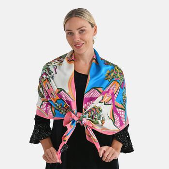 LA MAREY Signature Seidenschal aus 100% Maulbeerseide, 55 x 170 cm, Pink