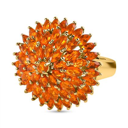 Salamanca Feueropal Ring, 925 Silber Gelbgold Vermeil (Gr&ouml;&szlig;e 21.00) ca. 3.65 ct