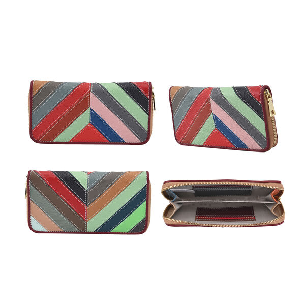 Chaos by Elsie: Patchwork Brieftasche aus 100% echtem Leder mit RFID Schutz, gestreift image number 4