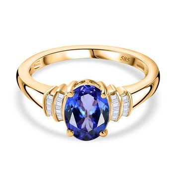 Premium Tansanit, Wei&szlig;er Diamant Ring 585 Gold (Gr&ouml;&szlig;e 17.00) ca. 1.78 ct