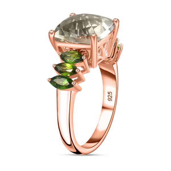 Prasiolith, Nat&uuml;rlicher Chromdiopsid Ring, 925 Silber 750 Ros&eacute;gold Vermeil (Gr&ouml;&szlig;e 18.00) ca. 5.09 ct image number 5