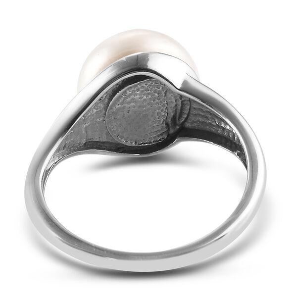 S&uuml;&szlig;wasser Perle Solit&auml;r Ring 925 Silber platiniert image number 2