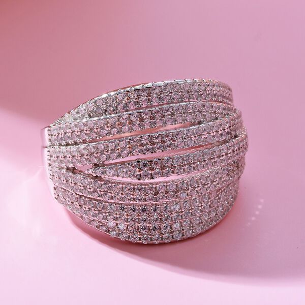 Lustro Stella - Weißer Zirkonia Ring, 925 Silber platiniert (Größe 17.00) ca. 2.64 ct image number 2