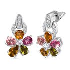 Frühlingsblüte - Mehrfarbige-Turmalin Ohrringe, 925 Silber rhodiniert ca. 1.96 ct