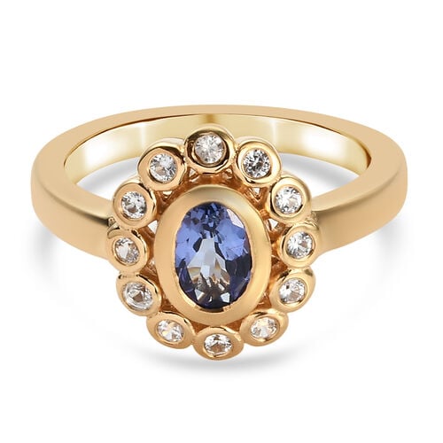 Tansanit und Zirkon Ring 925 Silber vergoldet  ca. 0,89 ct image number 0