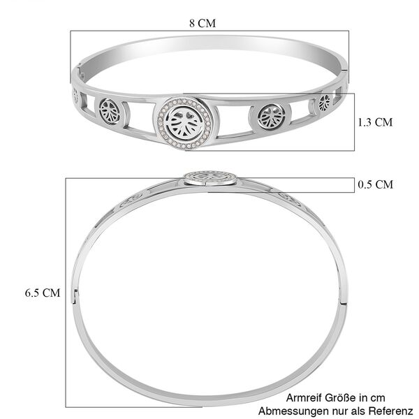 Wei&szlig;er Zirkonia Armreif ca. 20 cm Reiner Edelstahl image number 6