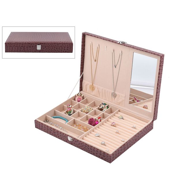 Schmuckkasten mit Kroko-Pr&auml;gung, Braun