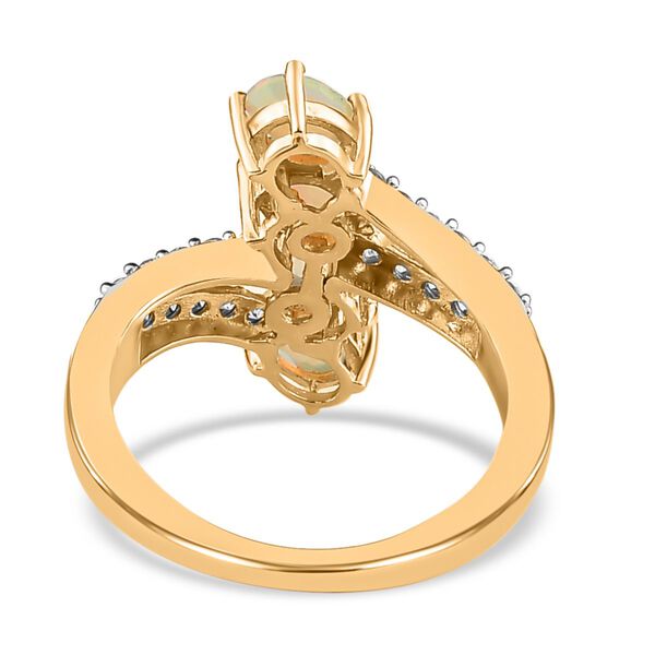 Nat&uuml;rlicher, &auml;thiopischer Welo Opal und Zirkon-Ring, 925 Silber Gelbgold Vermeil, 1,26 ct. image number 6