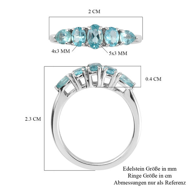 Paraiba-Topas 5 Stein Ring 925 Silber Platin-&Uuml;berzug image number 7