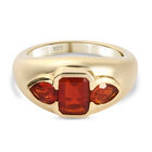 Mexikanischer Kirschfeuer-Opal Ring 925 Silber vergoldet (Größe 16.00) ca. 1,17 ct