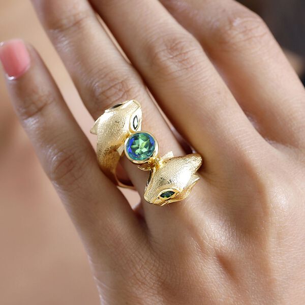 GP Trifono Kollektion- Pfau Triplett Quarz, Chromdiopsid und Kanchanaburi blauer Saphir-Ring - 1,87 ct. image number 3