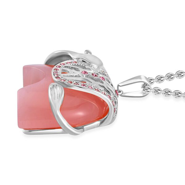 Rosenquarz, Schwarzer Kristall Halskette ca. 50 cm Reiner Edelstahl ca. 10,50 ct. image number 4