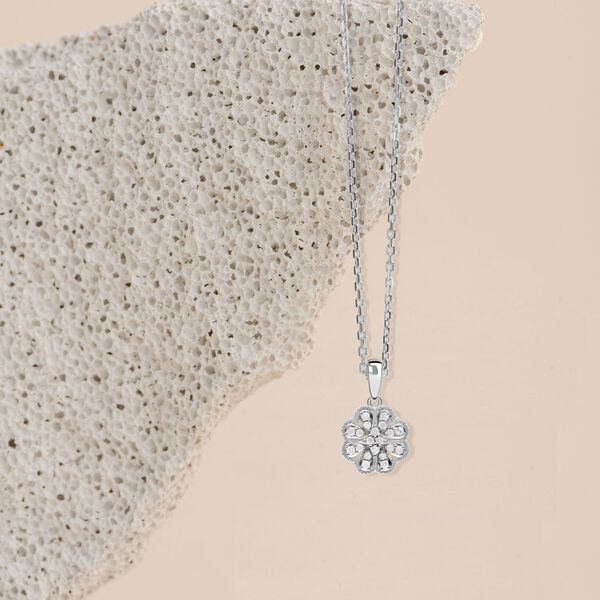 Weißer Diamant Anhänger mit Kette, 925 Silber platiniert ca. 0.25 ct image number 2