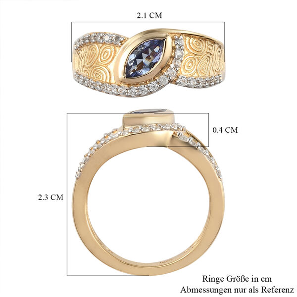 Tansanit und Zirkon Ring 925 Silber vergoldet  ca. 0,68 ct image number 7