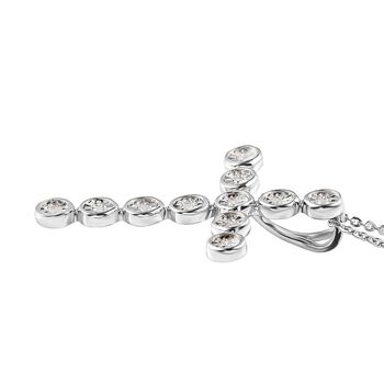 Wei&szlig;er Diamant Kreuz-Anh&auml;nger mit Kette, 925 Silber platiniert ca. 0.10 ct