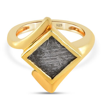 Meteorit Ring 925 Silber vergoldet (Gr&ouml;&szlig;e 16.00) ca. 6,00 ct
