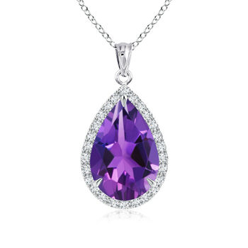CLOSE OUT DEAL Afrikanischer Amethyst und wei&szlig;er Zirkon-Anh&auml;nger mit Kette, 925 Silber ca. 4,31 ct