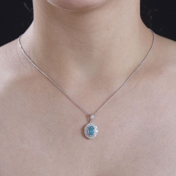 AA Lagunen Apatit und Diamant Anhänger - 1,82 ct. image number 3