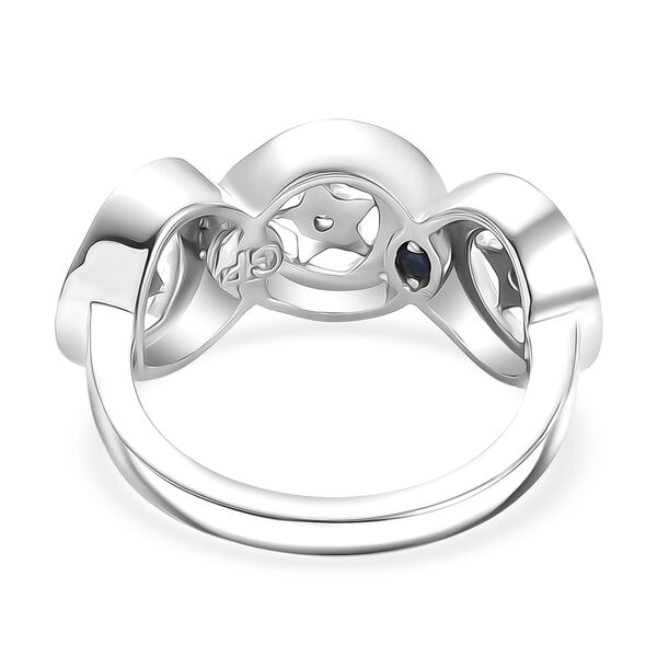 GP Celestial Kollektion - AA Blauer Apatit, Blauer Saphir Ring 925 Silber Rhodiniert und 750 Gelbgold Vermeil (Gr&ouml;&szlig;e 19.00) ca. 0.55 ct image number 6