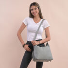 Handtasche aus 100% echtem Leder mit abnehmbarem Riemen, Grau  image number 1