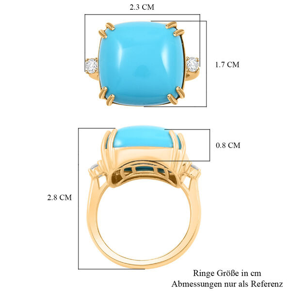 LUXORO zertifiziert und gepr&uuml;ft AAA amerikanischer, nat&uuml;rlicher Sleeping Beauty T&uuml;rkis und Diamant Ring in 417 Gold - 10,65 ct. image number 5