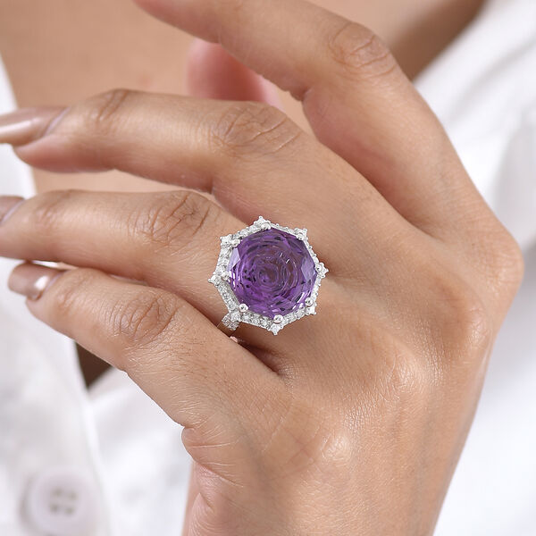 D'Joy Rose De France Amethyst und Moissanit Ring und Anh&auml;nger mit 50cm Kette image number 10