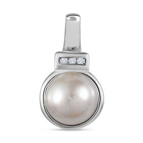 Süßwasser Perle, Weißer Zirkon Anhänger 925 Silber
