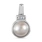 Süßwasser Perle, Weißer Zirkon Anhänger 925 Silber ca. 3,84 ct. image number 0