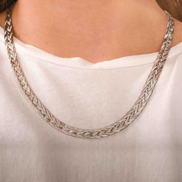 Italienische geflochtene 45cm Kette, 925 Silber rhodiniert image number 2